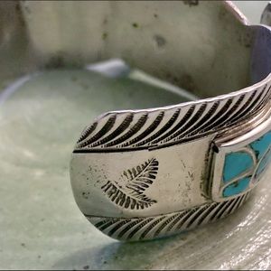 Francis Leekya (Zuni Nation) Turquoise and Silver Watch Band Antique